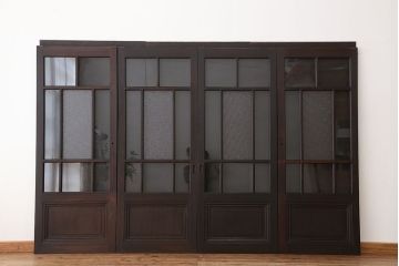 【買取】アンティーク建具　総欅!特別注文造り　ガラス戸(建具、引き戸)を買取りました。