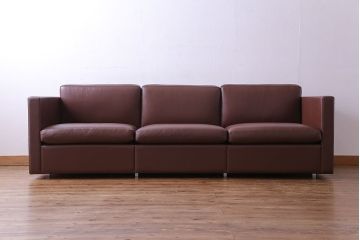 【買取】中古　ノル/ノール(Knoll)社　本革3人掛けソファ(アームソファ)(定価約220万円)