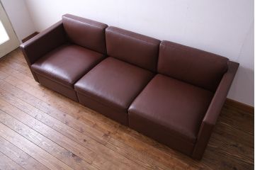 【買取】中古　ノル/ノール(Knoll)社　本革3人掛けソファ(アームソファ)(定価約220万円)