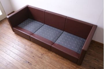 【買取】中古　ノル/ノール(Knoll)社　本革3人掛けソファ(アームソファ)(定価約220万円)