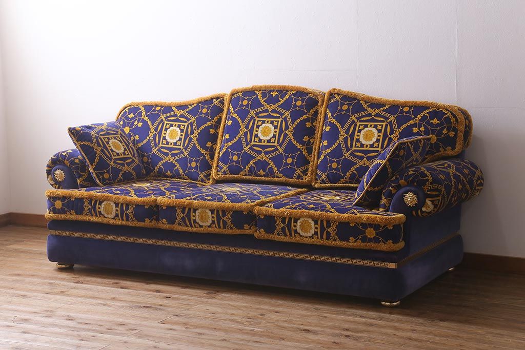 【買取】中古 ユーロカーサ(EURO CASA) イタリア VERSACE(ヴェルサーチ) スリーシーターソファ(三人掛け、3人掛け、トリプルソファ)(定価約180万円)