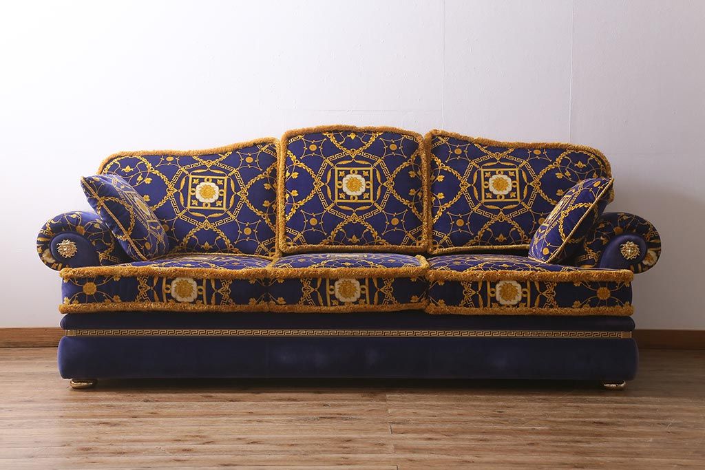 【買取】中古 ユーロカーサ(EURO CASA) イタリア VERSACE(ヴェルサーチ) スリーシーターソファ(三人掛け、3人掛け、トリプルソファ)(定価約180万円)