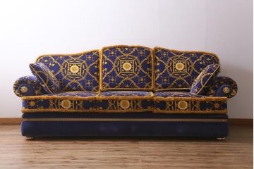 【買取】中古 ユーロカーサ(EURO CASA) イタリア VERSACE(ヴェルサーチ) スリーシーターソファ(三人掛け、3人掛け、トリプルソファ)(定価約180万円)