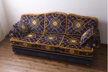 【買取】中古 ユーロカーサ(EURO CASA) イタリア VERSACE(ヴェルサーチ) スリーシーターソファ(三人掛け、3人掛け、トリプルソファ)(定価約180万円)