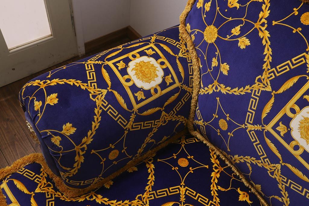 【買取】中古 ユーロカーサ(EURO CASA) イタリア VERSACE(ヴェルサーチ) スリーシーターソファ(三人掛け、3人掛け、トリプルソファ)(定価約180万円)