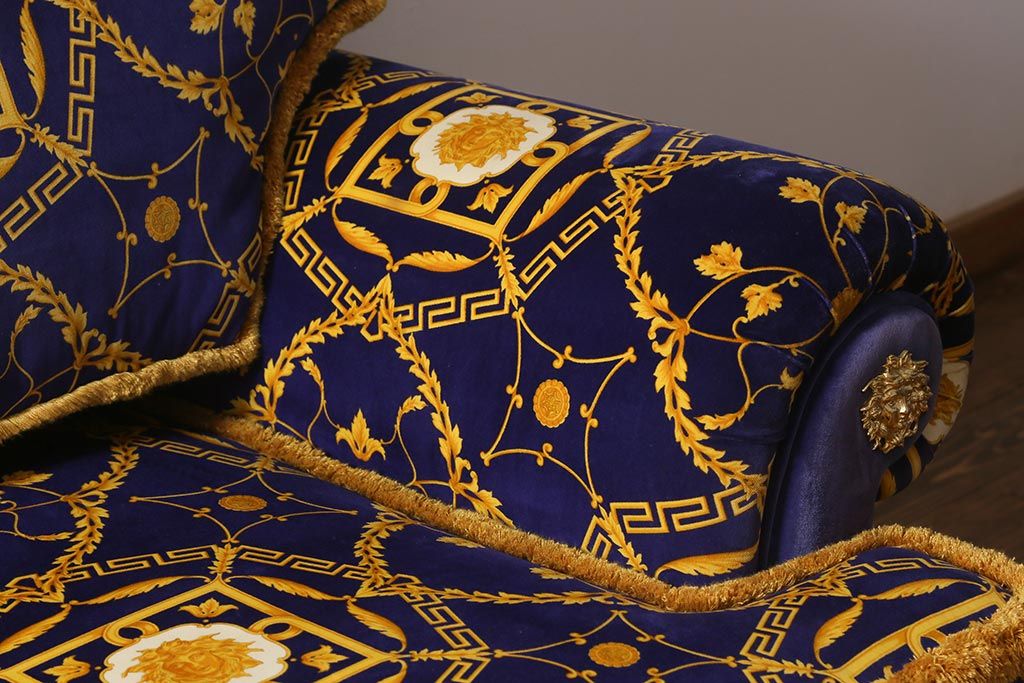 【買取】中古 ユーロカーサ(EURO CASA) イタリア VERSACE(ヴェルサーチ) スリーシーターソファ(三人掛け、3人掛け、トリプルソファ)(定価約180万円)