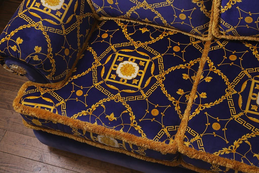【買取】中古 ユーロカーサ(EURO CASA) イタリア VERSACE(ヴェルサーチ) スリーシーターソファ(三人掛け、3人掛け、トリプルソファ)(定価約180万円)