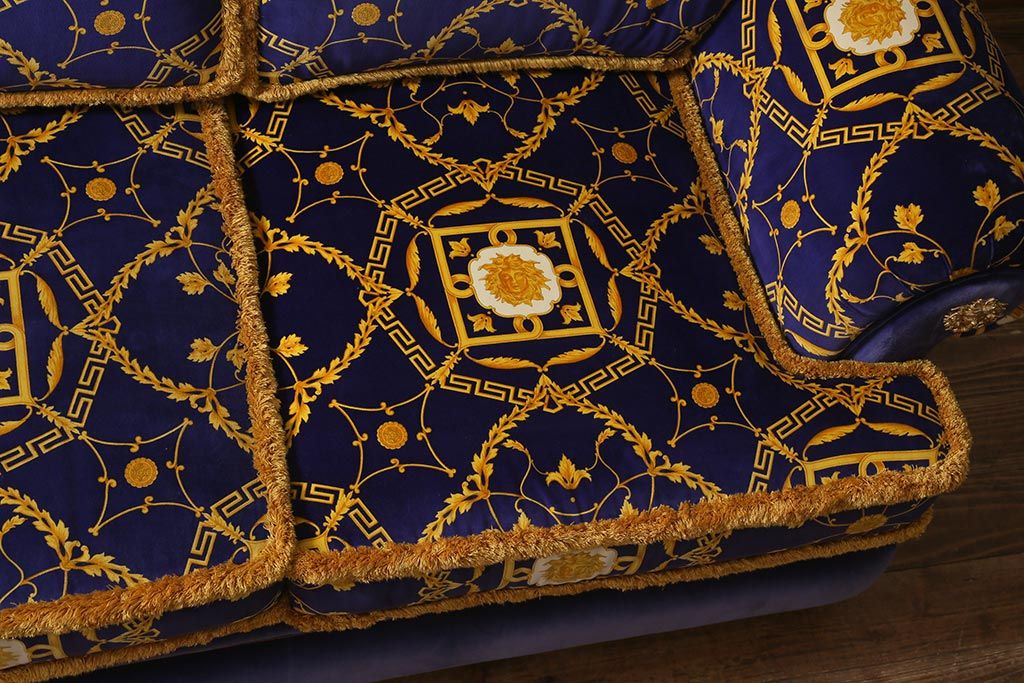 【買取】中古 ユーロカーサ(EURO CASA) イタリア VERSACE(ヴェルサーチ) スリーシーターソファ(三人掛け、3人掛け、トリプルソファ)(定価約180万円)