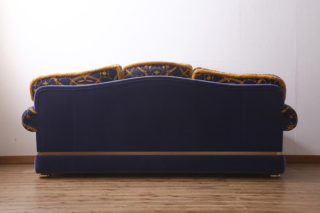【買取】中古 ユーロカーサ(EURO CASA) イタリア VERSACE(ヴェルサーチ) スリーシーターソファ(三人掛け、3人掛け、トリプルソファ)(定価約180万円)