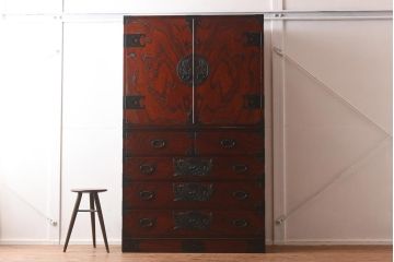 【買取】在庫未使用品 IDC大塚家具 欅産業 KC-35 仙台箪笥 三・五尺兼用タンス(衣装箪笥)(定価約61万5千円)