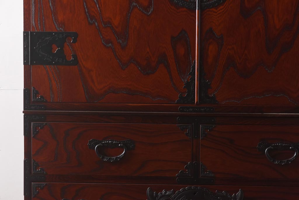 【買取】在庫未使用品 IDC大塚家具 欅産業 KC-35 仙台箪笥 三・五尺兼用タンス(衣装箪笥)(定価約61万5千円)