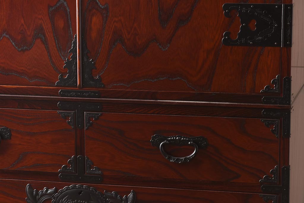 【買取】在庫未使用品 IDC大塚家具 欅産業 KC-35 仙台箪笥 三・五尺兼用タンス(衣装箪笥)(定価約61万5千円)