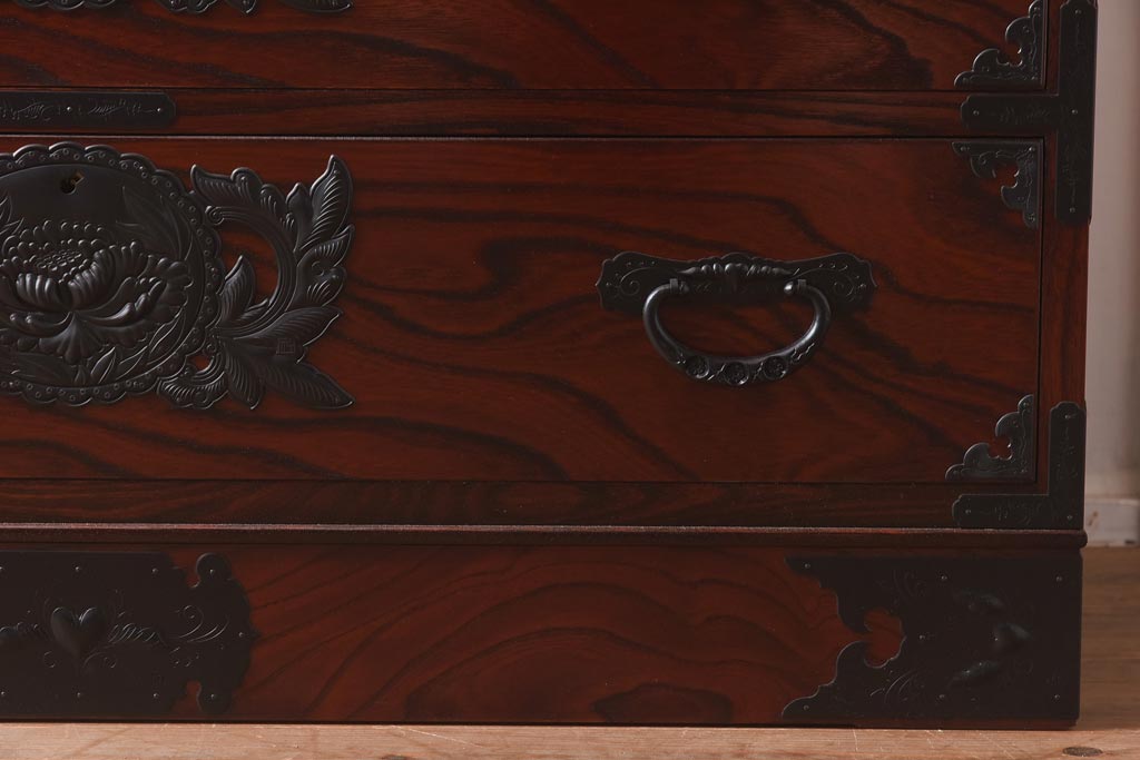 【買取】在庫未使用品 IDC大塚家具 欅産業 KC-35 仙台箪笥 三・五尺兼用タンス(衣装箪笥)(定価約61万5千円)