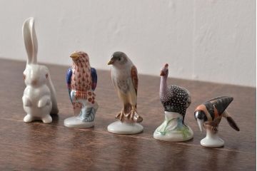 【骨董買取】ハンガリー　HEREND(ヘレンド)　ウサギ　鳥　フィギュリン5個セット　陶器　置物を買取りました
