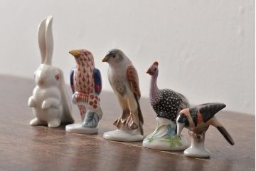 【骨董買取】ハンガリー　HEREND(ヘレンド)　ウサギ　鳥　フィギュリン5個セット　陶器　置物を買取りました