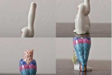 【骨董買取】ハンガリー　HEREND(ヘレンド)　ウサギ　鳥　フィギュリン5個セット　陶器　置物を買取りました