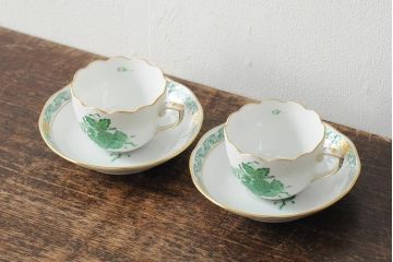 【骨董買取】ハンガリー　HEREND(ヘレンド)　アポニーグリーン　カップ&ソーサー(皿、洋食器)を買取りました。
