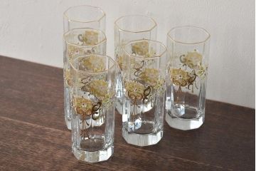 【骨董買取】イタリア　ベネチアンガラス　金彩　花　グラス(コップ、タンブラー、ヴェネチアングラス)を買取りました。