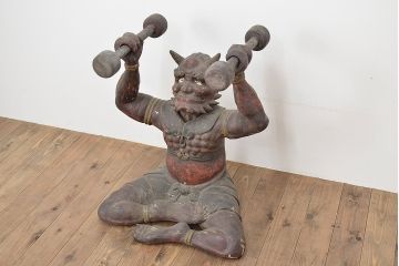 【古美術買取】木彫鬼(置物、彩色、彫刻、木彫り、仏教美術)を買取りました。