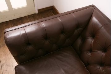 【買取】中古　美品　ビンテージ　モビリア　チェスターフィールド風の本革製ソファ(三人掛けソファ、3Pソファ)