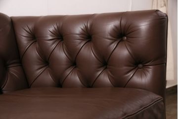 【買取】中古　美品　ビンテージ　モビリア　チェスターフィールド風の本革製ソファ(三人掛けソファ、3Pソファ)