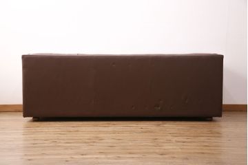 【買取】中古　美品　ビンテージ　モビリア　チェスターフィールド風の本革製ソファ(三人掛けソファ、3Pソファ)
