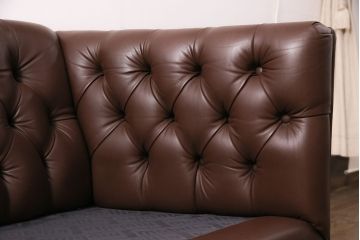 【買取】中古　美品　ビンテージ　モビリア　チェスターフィールド風の本革製ソファ(三人掛けソファ、3Pソファ)