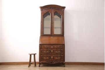 【買取】中古　美品　アメリカ製　センチュリー社(CENTURY)　サァラ麻布取り扱い品　エレガントな佇まいが魅力のビューローブックケース(本箱、キャビネット、デスク)(定価約190万円)
