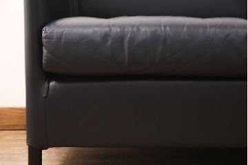 【買取】中古　美品　IDC大塚家具　オーストリア　ヴィットマン(WITTMANN)　AURA(アウラ)　丸みのあるデザインで優しい雰囲気を醸し出す高級本革二人掛けソファ(2P、アームソファ)(定価約50万円)　