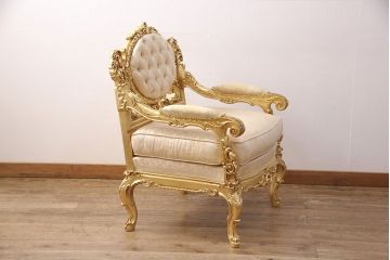 【買取】SILIK(シリック) ゴールド ロココ調 1人掛けソファを買取ました。(定価約65万円