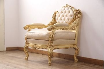 【買取】SILIK(シリック) ゴールド ロココ調 1人掛けソファを買取ました。(定価約65万円