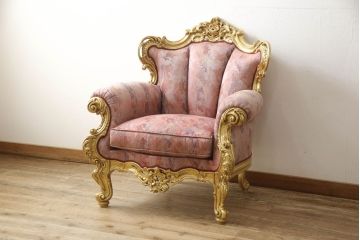 【買取】SILIK(シリック)　EOLOシリーズ　ロココ調　ゴールド　1人掛けソファを買取りました。(定価約80万円)