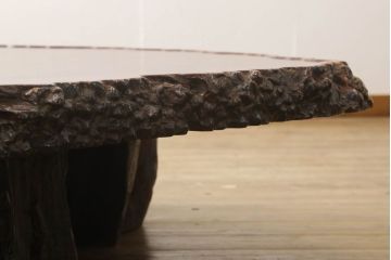 【買取】特大!!　花梨材(カリン材)　葡萄杢　極厚天板8.5cm　一枚板　座卓を買取りました