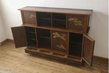 【買取】最高級　指物家具　金蒔絵　神代杉・桑材・桐材使用　大型茶棚を買取りました