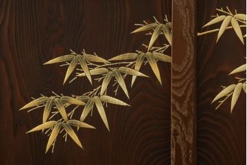 【買取】最高級　指物家具　金蒔絵　神代杉・桑材・桐材使用　大型茶棚を買取りました