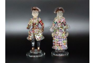 【骨董買取】イタリア　ベネチアンガラス　RaulFerro(マエストロ)　ミルフィオリ　人形　男女ペア　フィギュリン(モザイク柄、ヴェネチアングラス、ムラーノガラス、ムラノガラス、ガラス工芸、貴族)を買取りました