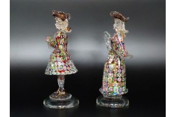 【骨董買取】イタリア　ベネチアンガラス　RaulFerro(マエストロ)　ミルフィオリ　人形　男女ペア　フィギュリン(モザイク柄、ヴェネチアングラス、ムラーノガラス、ムラノガラス、ガラス工芸、貴族)を買取りました