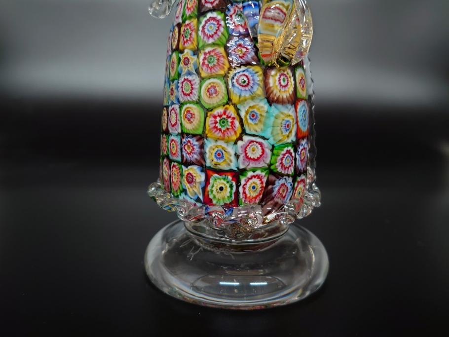 ベネチアングラス　ムラノ　ベネチアンガラス　ムラーノ　ミルフィオリ MURANO】ITALY☆ムラノ ミルフィオリ レッド 水差し ピッチャー