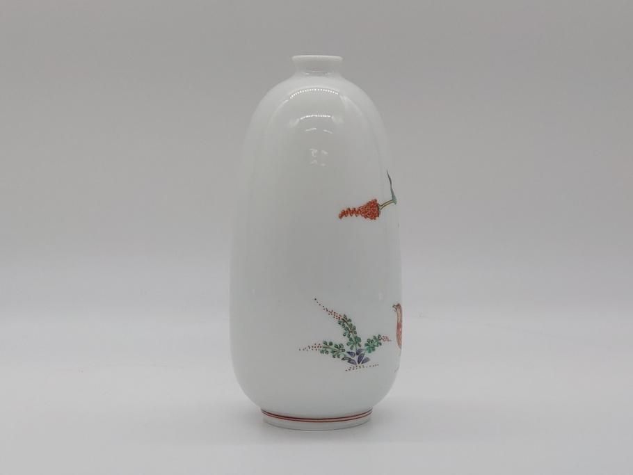 【骨董買取】人間国宝 十三代 酒井田柿右衛門 錦 粟鶉文 花瓶(共箱付き、濁手、磁器、陶磁器、赤絵、花器、色絵、作家物)を買取りました