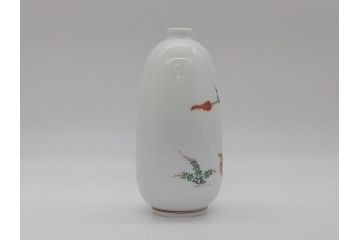 【骨董買取】人間国宝 十三代 酒井田柿右衛門 錦 粟鶉文 花瓶(共箱付き、濁手、磁器、陶磁器、赤絵、花器、色絵、作家物)を買取りました