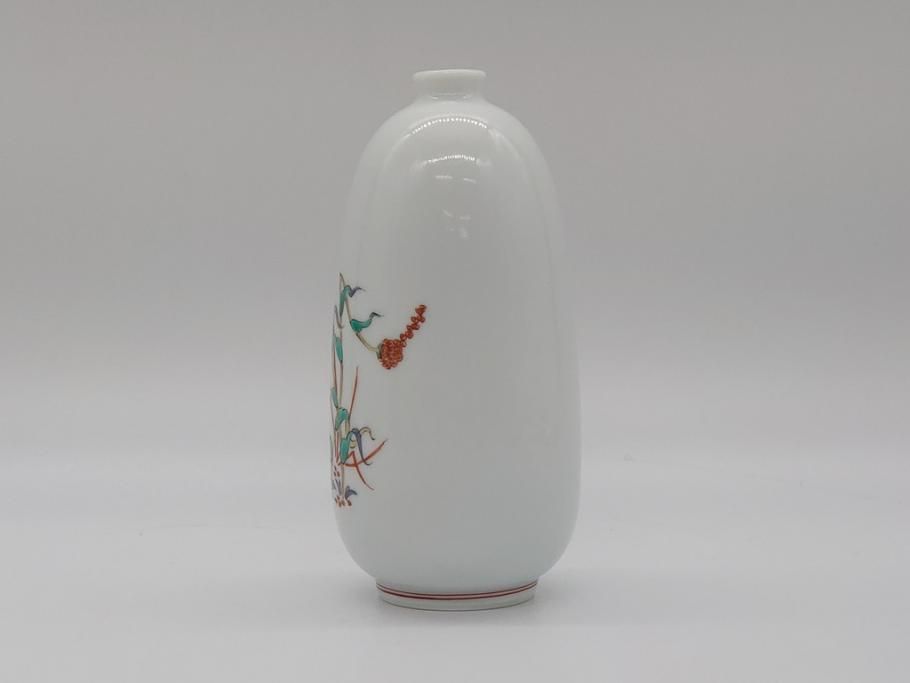 【骨董買取】人間国宝 十三代 酒井田柿右衛門 錦 粟鶉文 花瓶(共箱付き、濁手、磁器、陶磁器、赤絵、花器、色絵、作家物)を買取りました