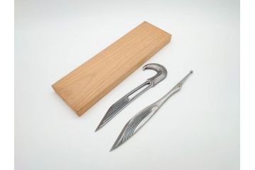 【古美術買取】藤原良明(Fujiwara Yoshiaki)(加藤真平(Kato Shinpei))作　切り出し　鶴　鷲　武蔵國水心子　昭和壬戌年八月日　昭和辛酉年十月日　小刀(金象嵌、短刀、ナイフ、刃物)(アンティーク)を買取りました。