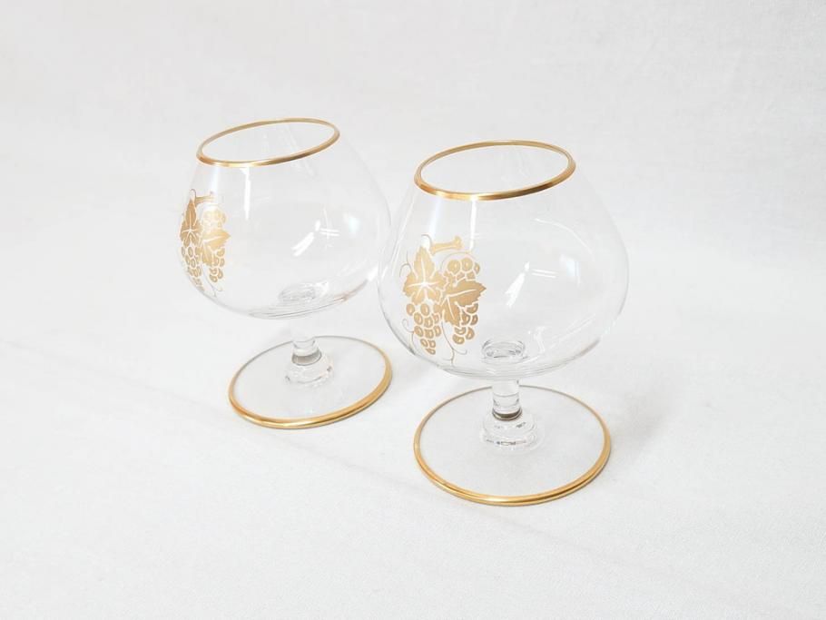 【骨董買取】フランス Baccarat オールドバカラ 金彩 Armagnac アルマニャック ブランデーグラス(葡萄、ぶどう、フルレッドクリスタルガラス、テーブルウェア)を買取りました。