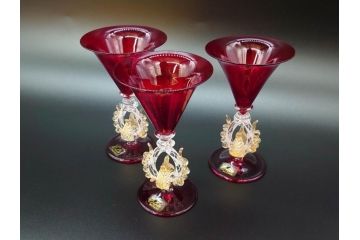 【骨董買取】イタリア　ムラノガラス　ベネチアンガラス　金彩　カクテルグラス(ヴェネチアングラス、MURANO、ムラーノガラス)を買取ました。