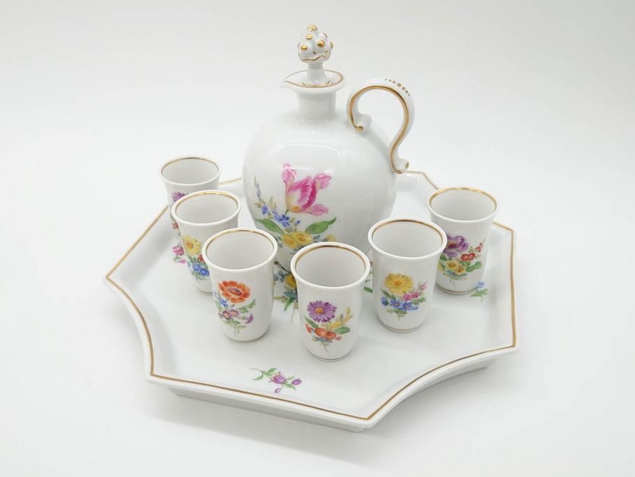 【骨董買取】ドイツ マイセン Meissen リキュールセット(フラワー、テーブルウェア、花、ボトル、トレイ、トレー、カップ、酒器、洋食器)を買取りました。