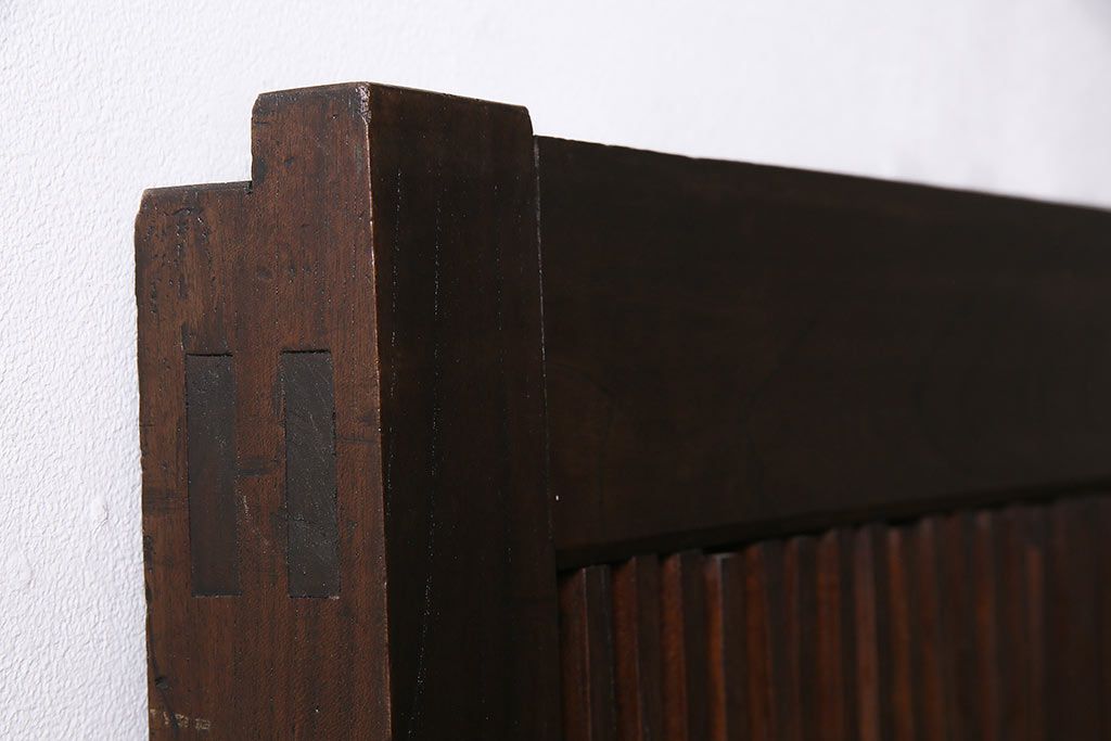 明治期の蔵戸をリペア&カスタム!可動部の調整。木部の補修。格子裏に強化ガラスを組み入れ。(玄関戸、引き戸、建具)