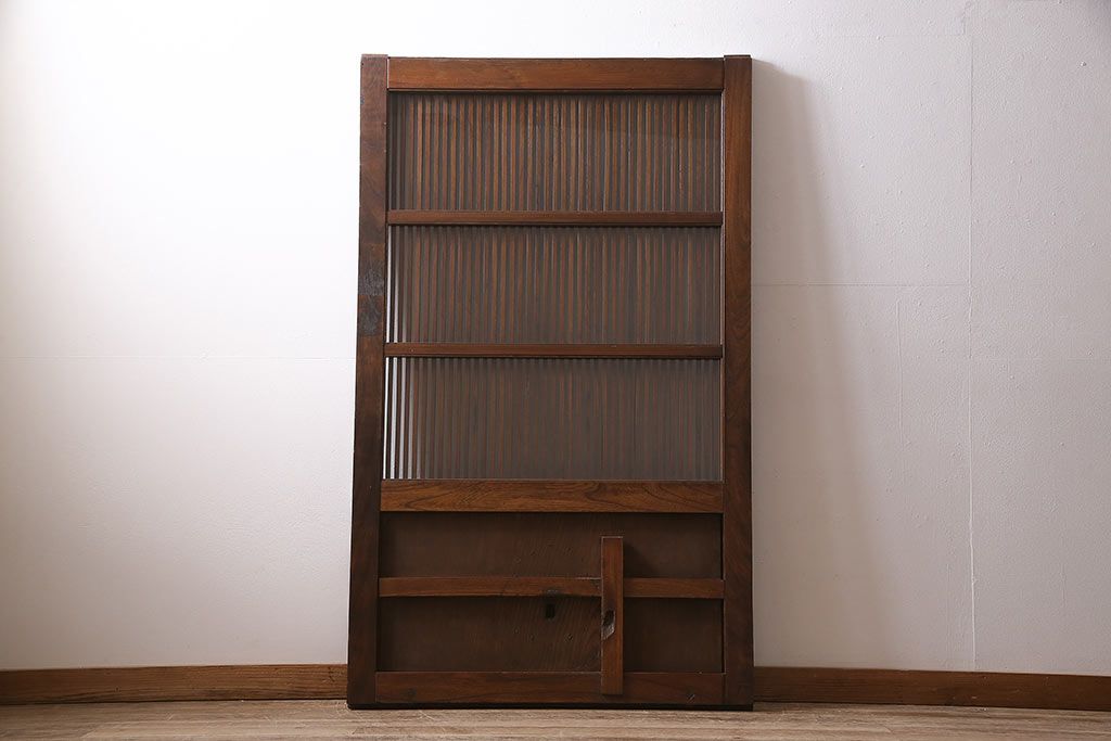 明治期の蔵戸をリペア&カスタム!可動部の調整。木部の補修。格子裏に強化ガラスを組み入れ。(玄関戸、引き戸、建具)