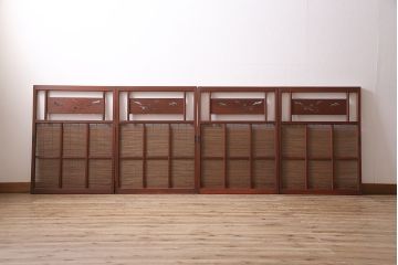 御簾戸4枚をリペア&カスタム!上下に分割し8枚にリメイク。引き手を取り付け。すだれ以外の部分を赤味がかった茶色で着色し仕上げ。(建具、簾戸、簀戸、葭戸、夏戸、すど)