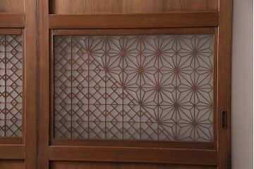 昭和中期の組子帯戸2枚をリペア&カスタム!設置場所に合わせてリサイズ。框の溝加工。現状に近しい色味に着色し仕上げ。(引き戸、建具)