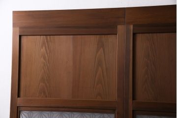 昭和中期の組子帯戸2枚をリペア&カスタム!設置場所に合わせてリサイズ。框の溝加工。現状に近しい色味に着色し仕上げ。(引き戸、建具)